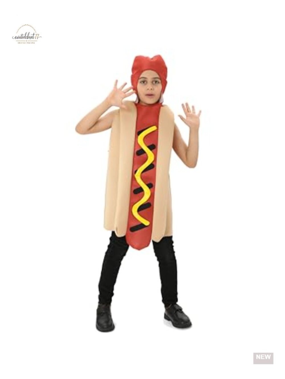 Kids Hot Dog Costume Polyester Pull On Halloween Pretend Play